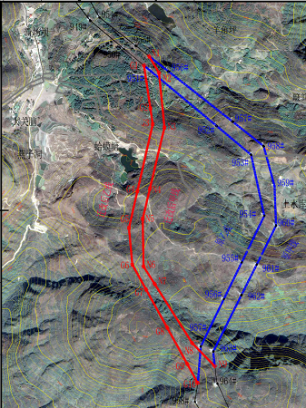 迁改路径示意图（红线为新建线路，蓝线为原线路）.png